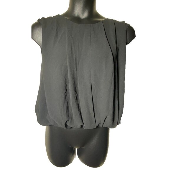 Naked Zebra Black Size Small Plunge Flowy Blouse Sleeveless Goth Fairy Career - Picture 1 of 10